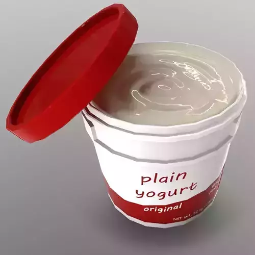Yogurt plain in bucket Low-poly 3D model
