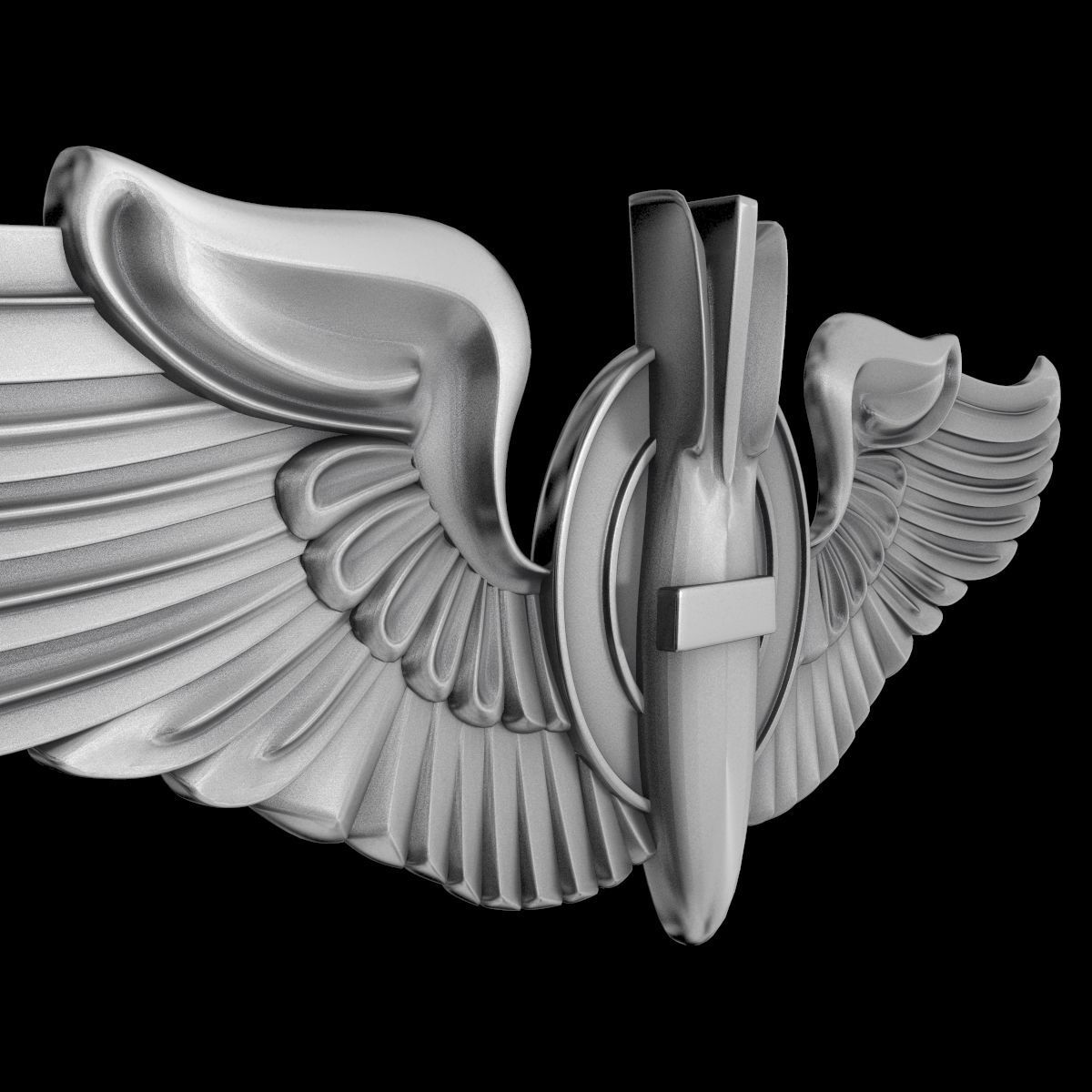USAAF Bombardier Wings Badge 3D model_4