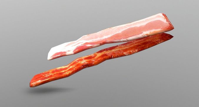 Bacon two pieces of Low-poly 3D model