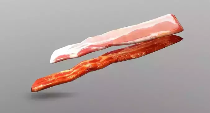 Bacon two pieces of Low-poly 3D model