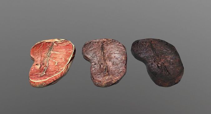 Steak three pieces of meat Low-poly 3D model
