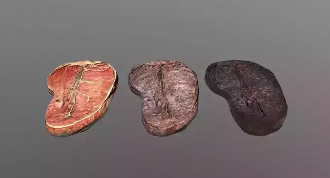 Steak three pieces of meat Low-poly 3D model
