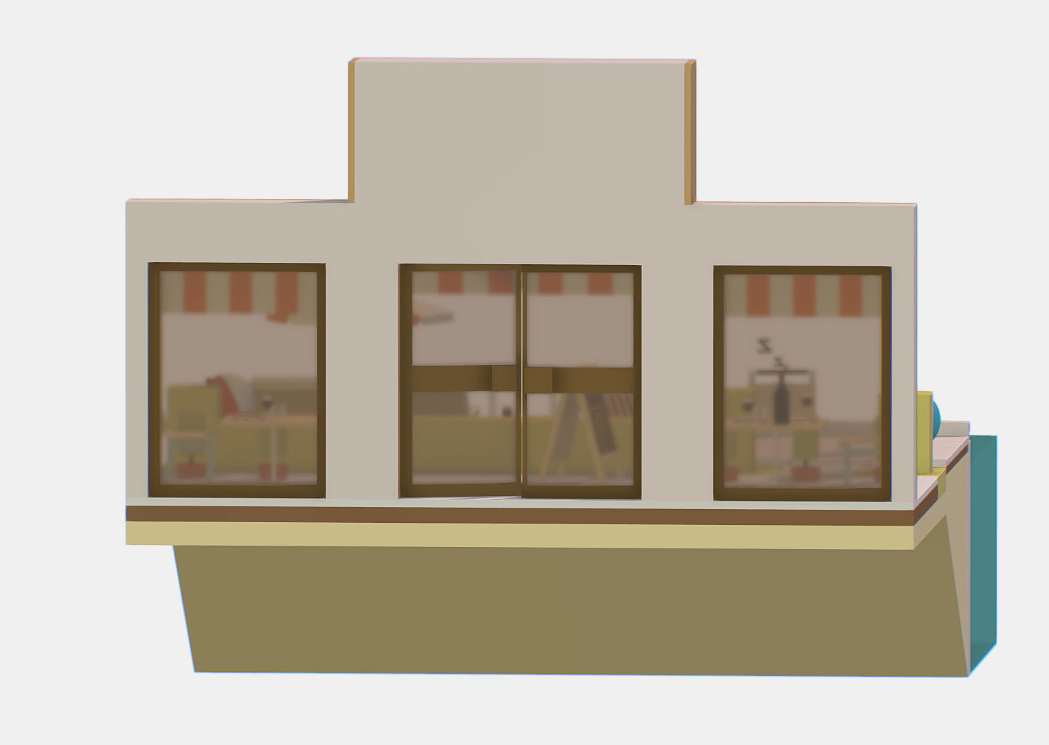 Summer Cafe Pizza Pool sun lounger Low-poly 3D model_7