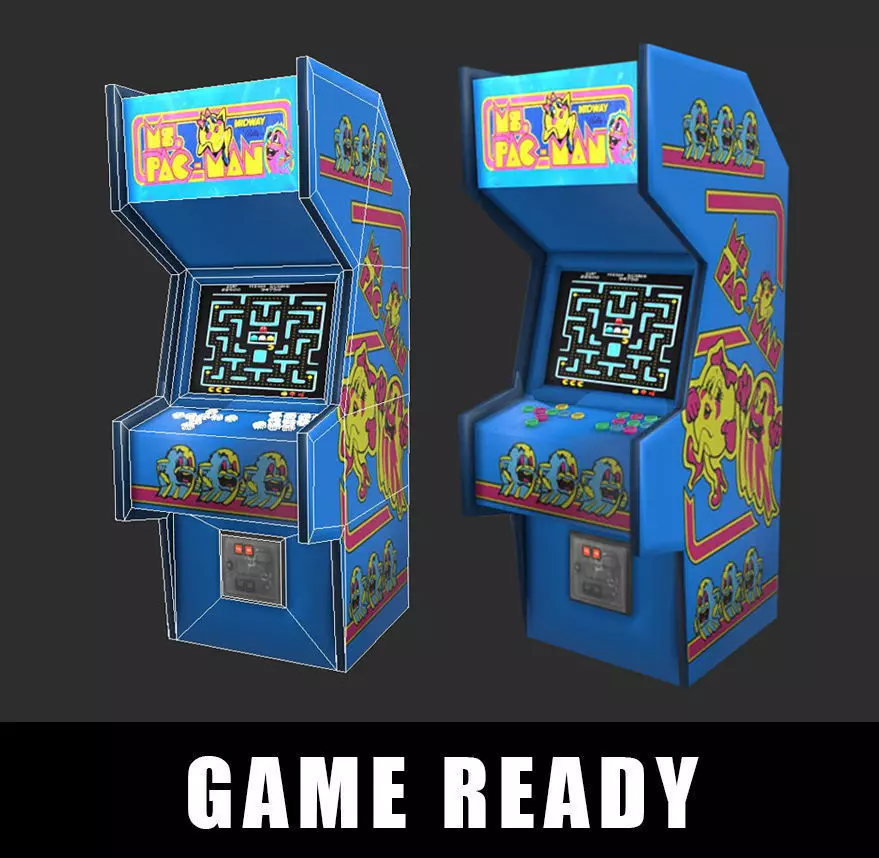 Arcade Machine Game Ready Low-poly 3D model_0