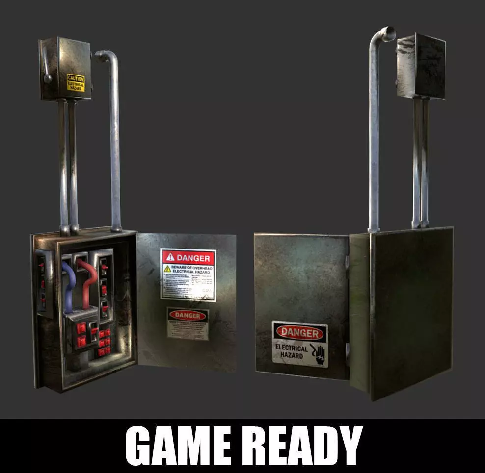 Electrical Box Game Ready Low-poly 3D model_0