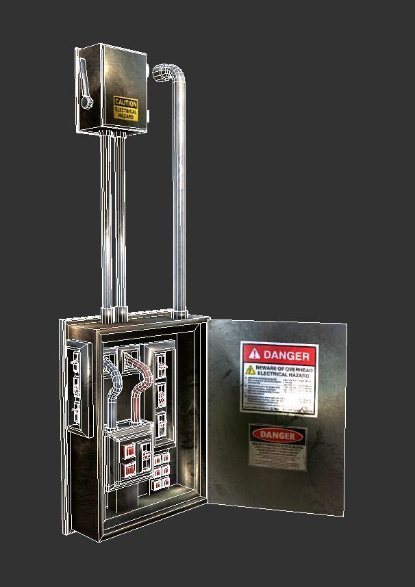 Electrical Box Game Ready Low-poly 3D model_4