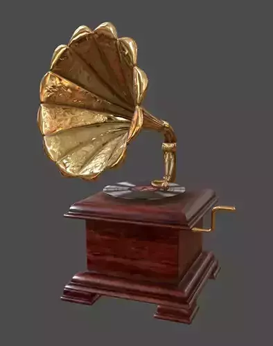 Gramophone Music Box Record Player Low-poly 3D model