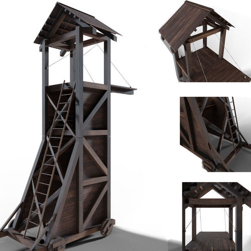 Tower siege medieval Low-poly 3D model