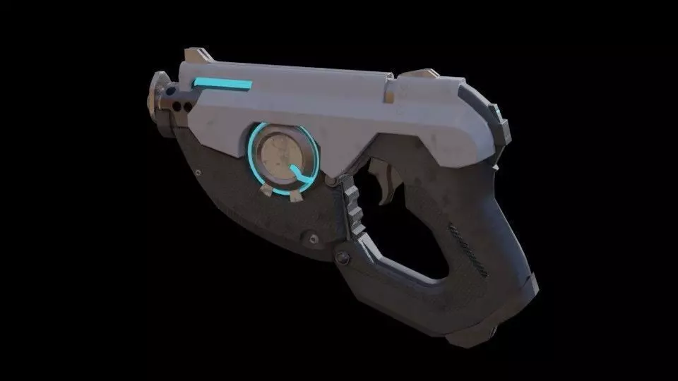 SCI-FI Blaster handgun Low-poly 3D model_0