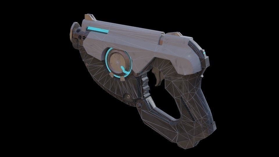 SCI-FI Blaster handgun Low-poly 3D model_4