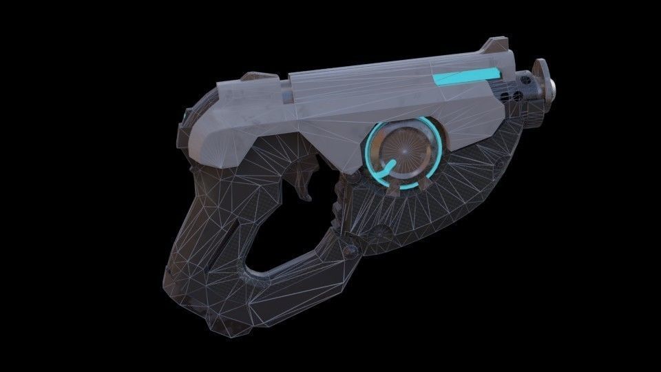 SCI-FI Blaster handgun Low-poly 3D model_5