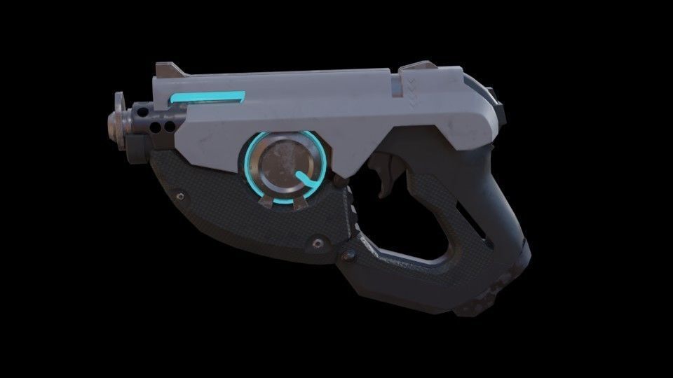 SCI-FI Blaster handgun Low-poly 3D model_2