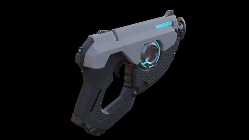 SCI-FI Blaster handgun Low-poly 3D model_1