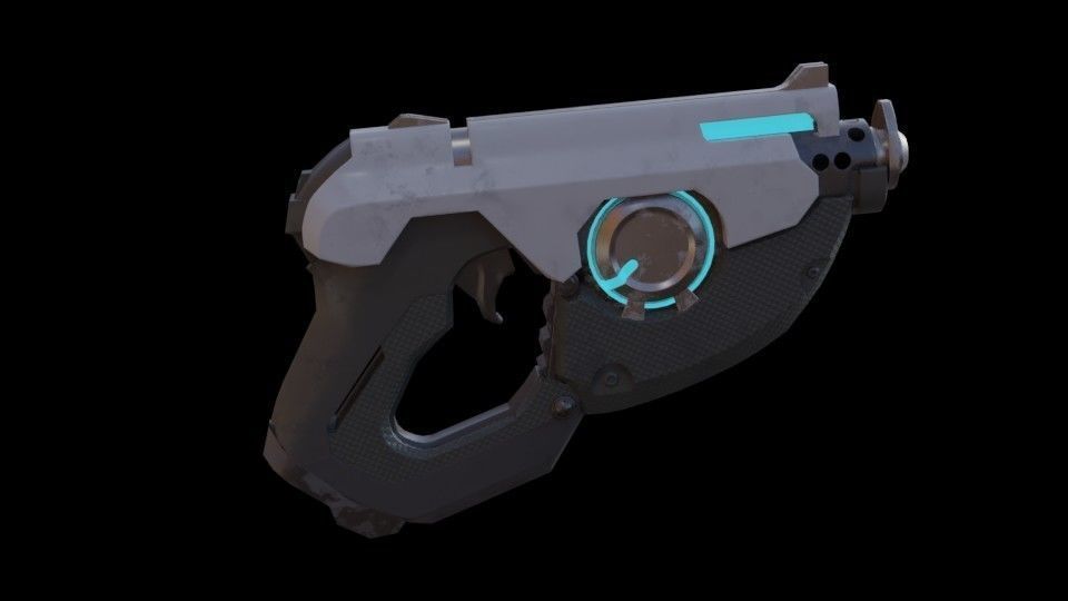 SCI-FI Blaster handgun Low-poly 3D model_3