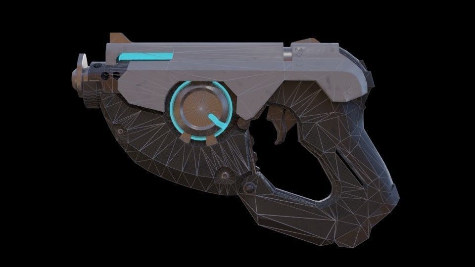SCI-FI Blaster handgun Low-poly 3D model_6