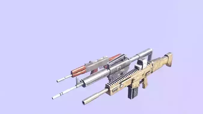 Low-poly and Mid-poly weapon model with PBR Textures