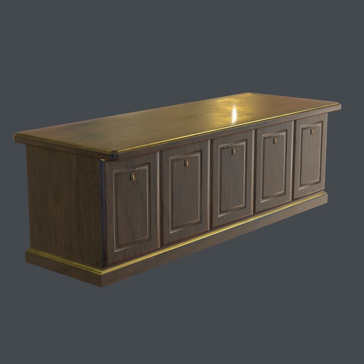 Wooden Bar Counter PBR 3D model_1