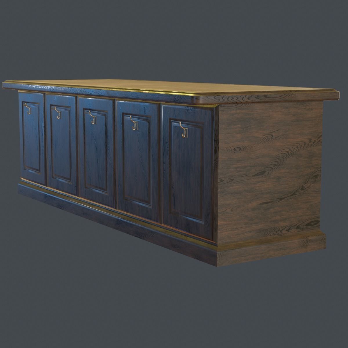 Wooden Bar Counter PBR 3D model_2