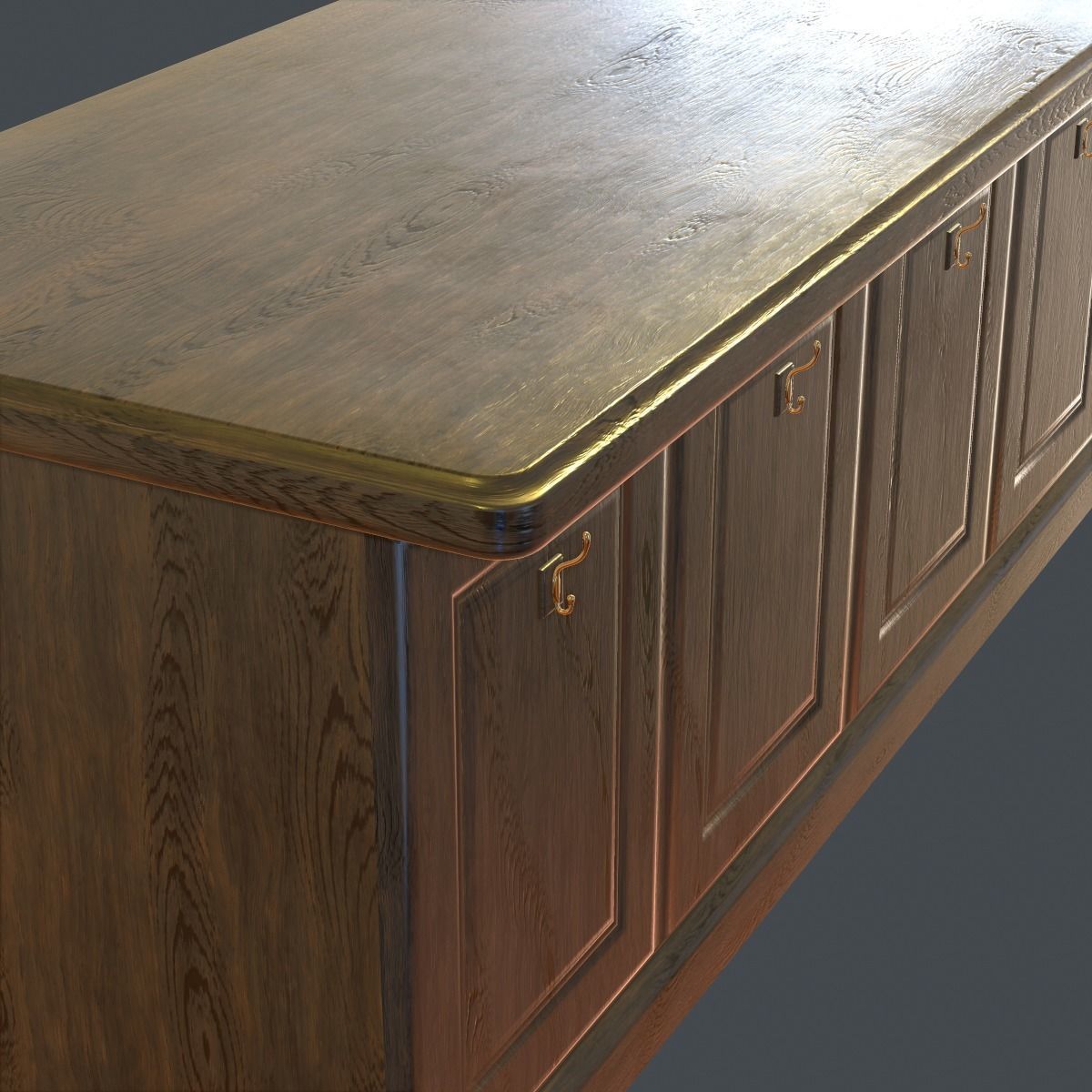 Wooden Bar Counter PBR 3D model_8