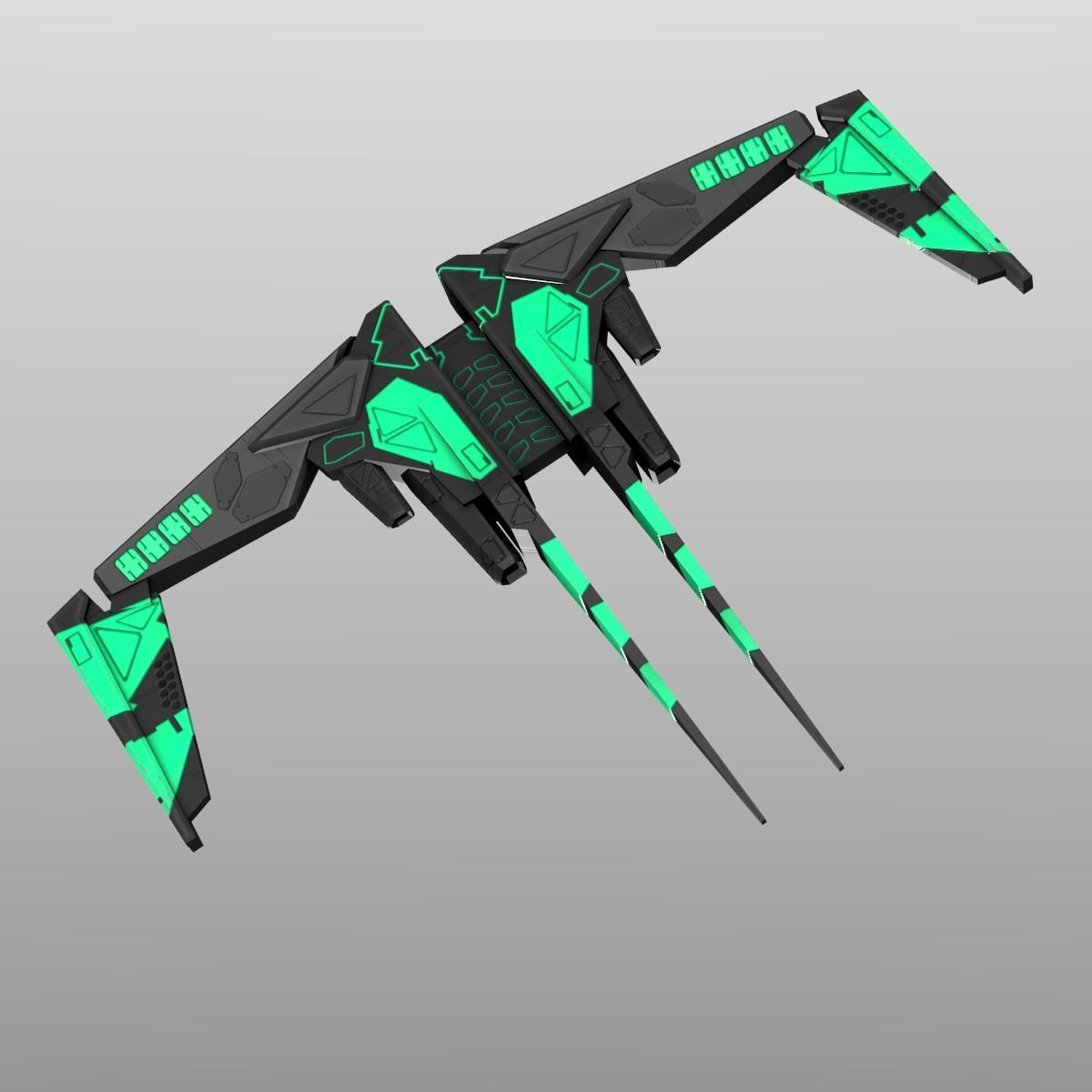 Alien Spaceship Set Low-poly 3D model_20