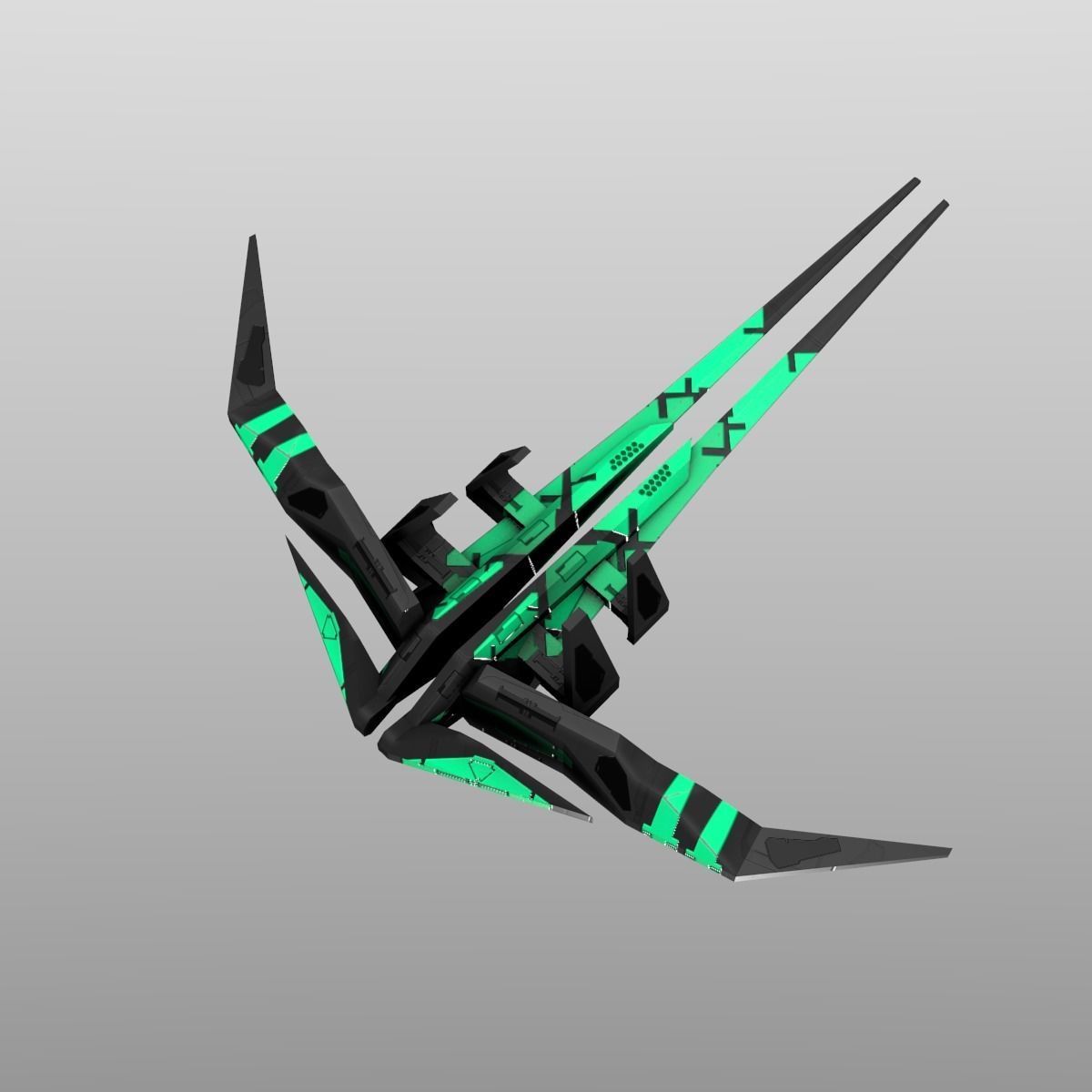 Alien Spaceship Set Low-poly 3D model_7