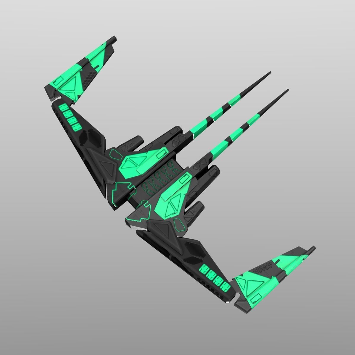 Alien Spaceship Set Low-poly 3D model_10