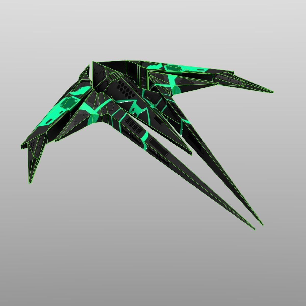 Alien Spaceship Set Low-poly 3D model_23
