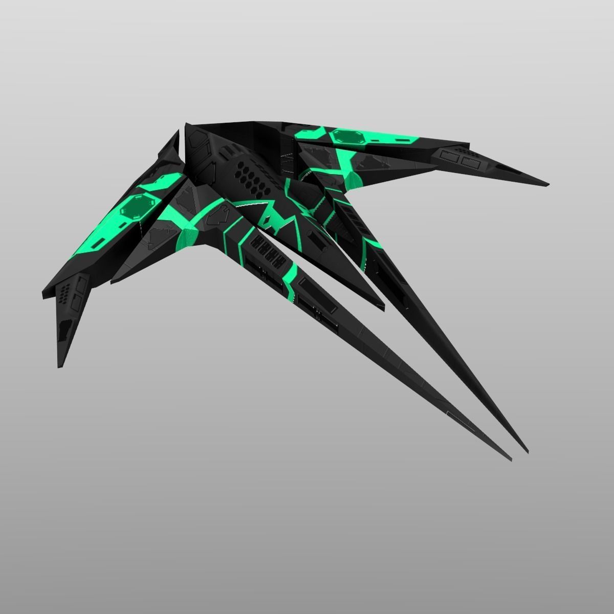 Alien Spaceship Set Low-poly 3D model_11