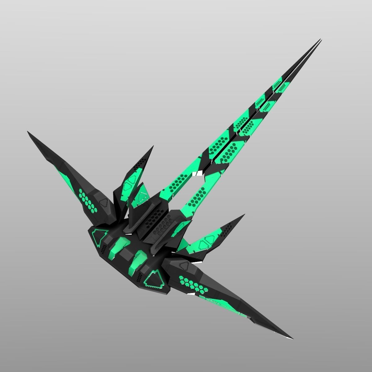 Alien Spaceship Set Low-poly 3D model_8