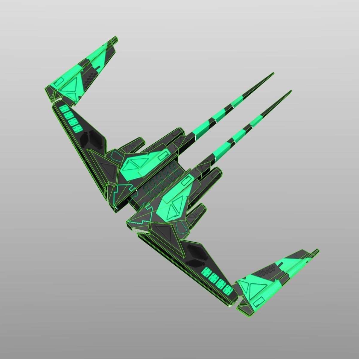 Alien Spaceship Set Low-poly 3D model_28