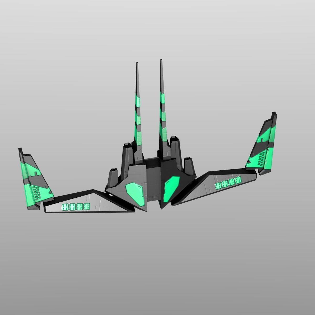 Alien Spaceship Set Low-poly 3D model_16