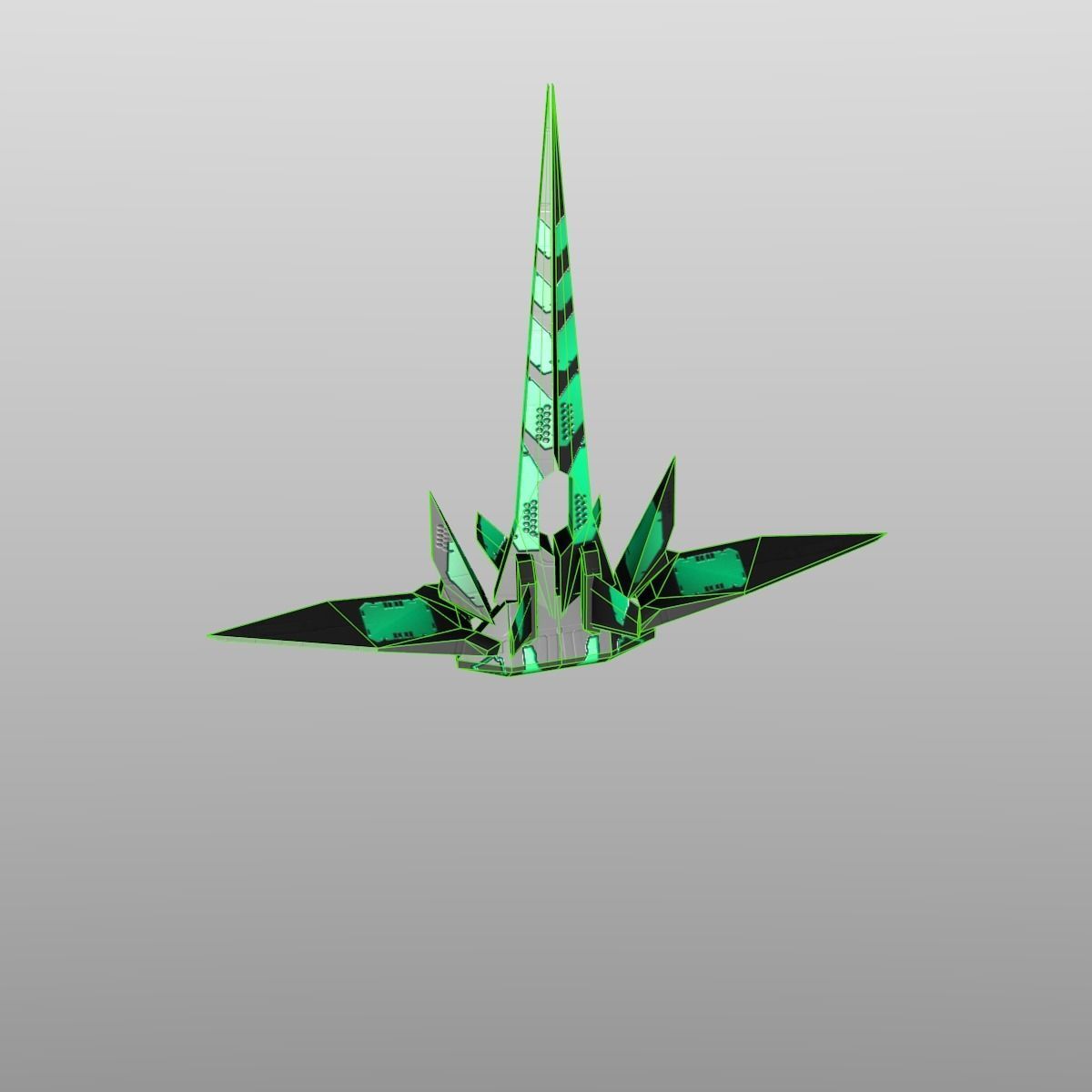 Alien Spaceship Set Low-poly 3D model_35