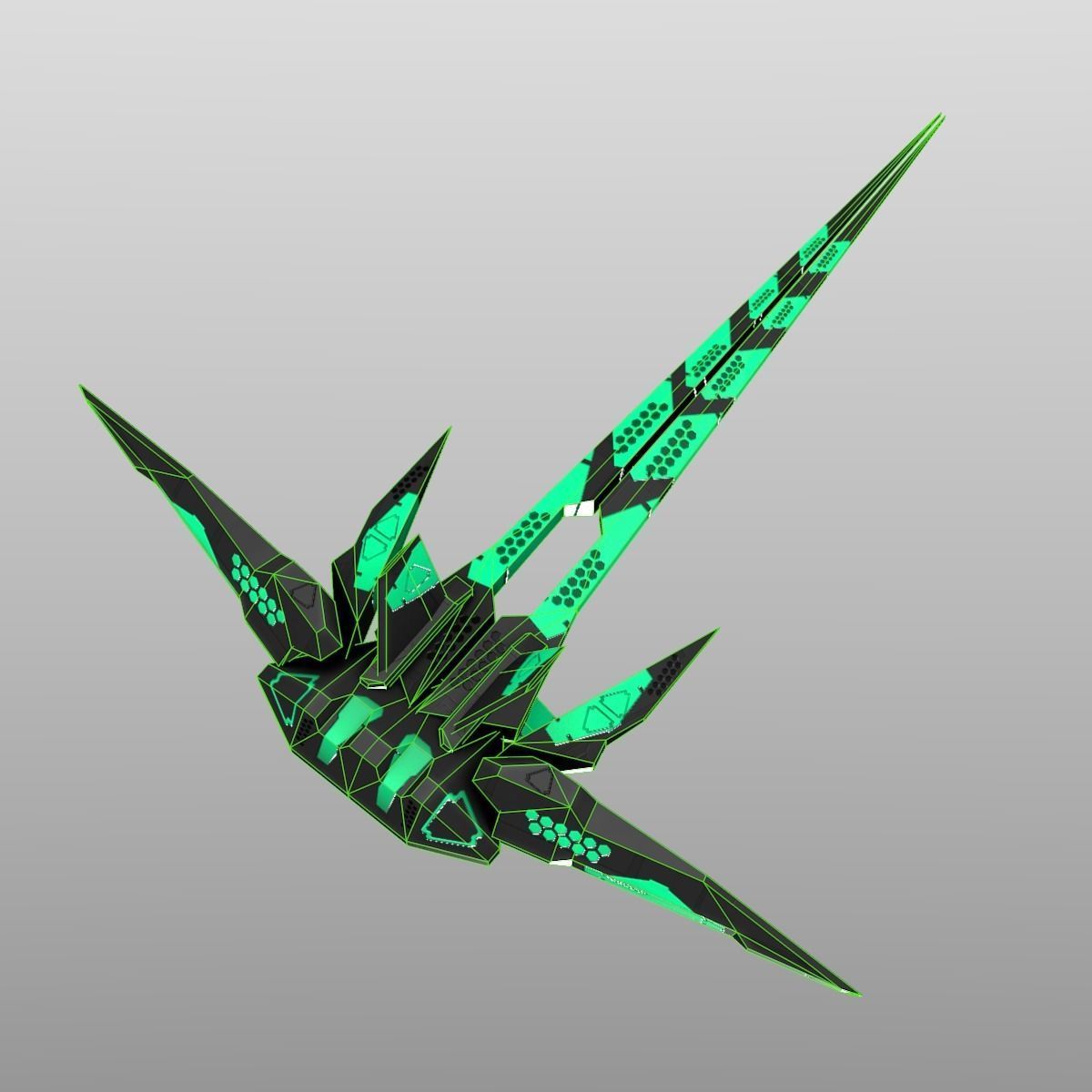 Alien Spaceship Set Low-poly 3D model_25