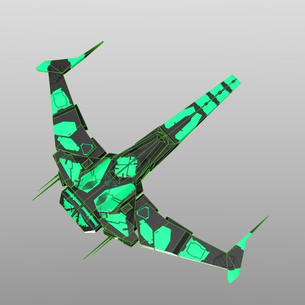 Alien Spaceship Set Low-poly 3D model_22