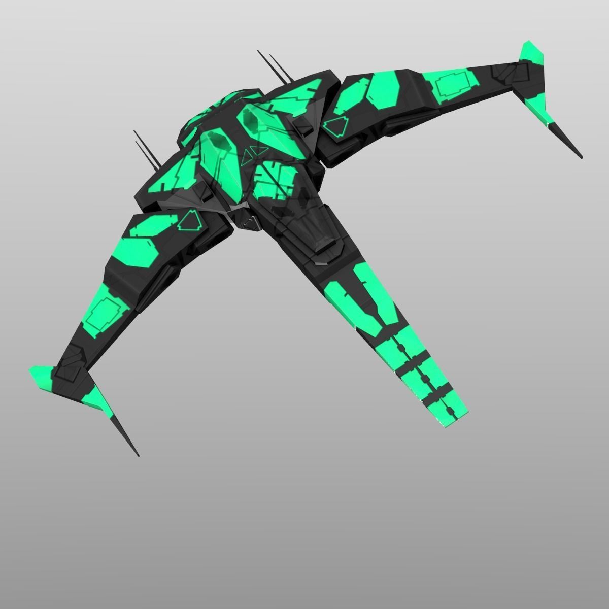 Alien Spaceship Set Low-poly 3D model_19