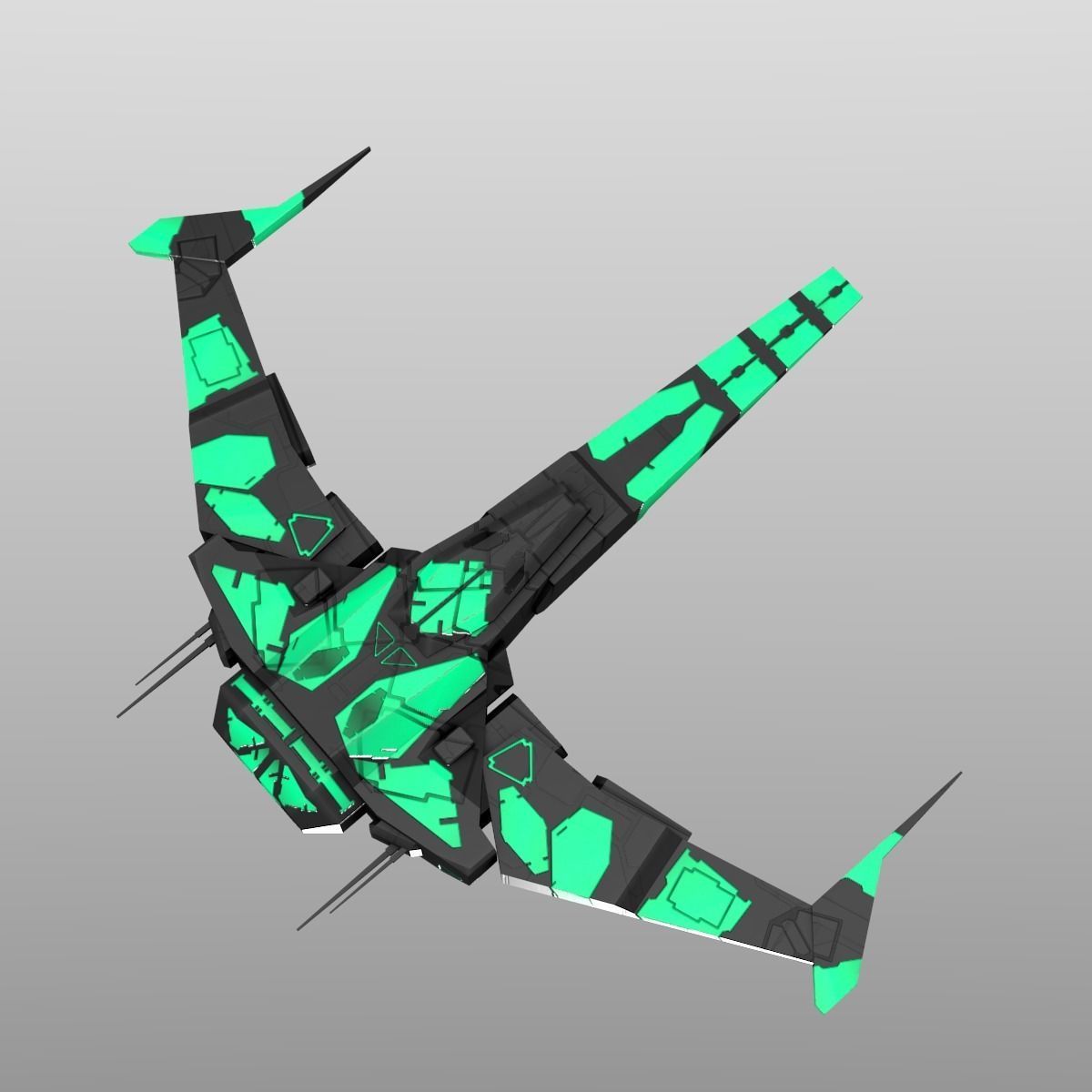 Alien Spaceship Set Low-poly 3D model_13