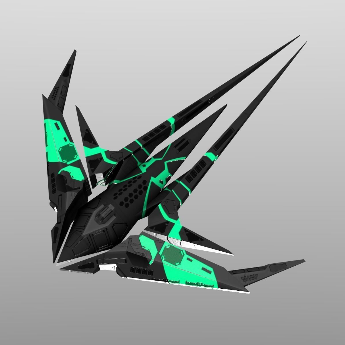Alien Spaceship Set Low-poly 3D model_9