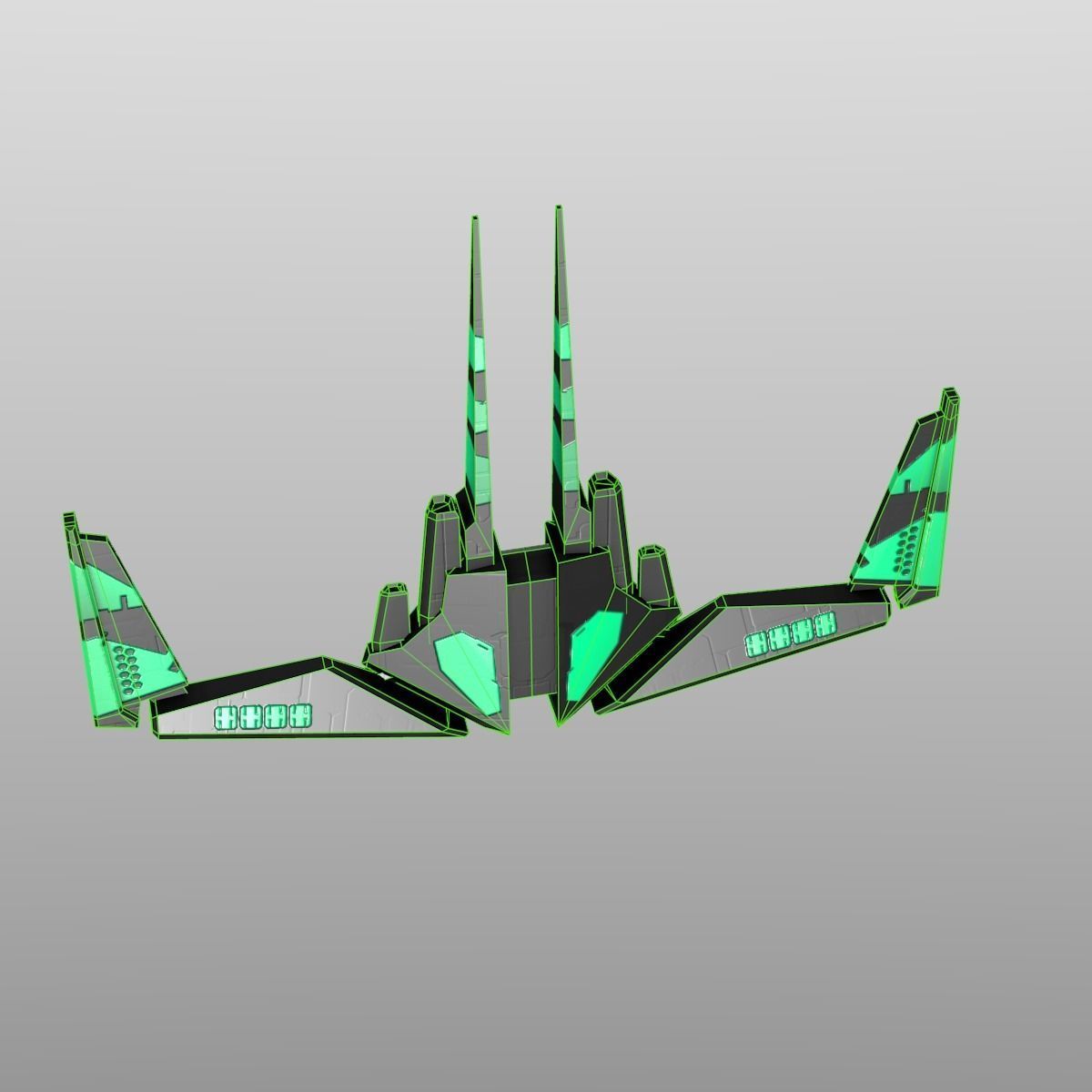 Alien Spaceship Set Low-poly 3D model_33