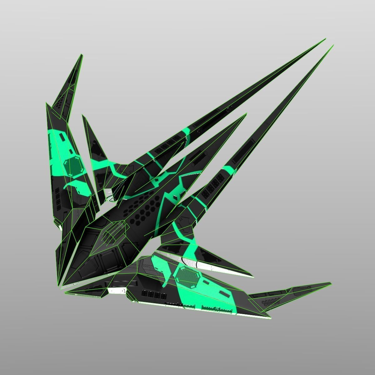 Alien Spaceship Set Low-poly 3D model_27