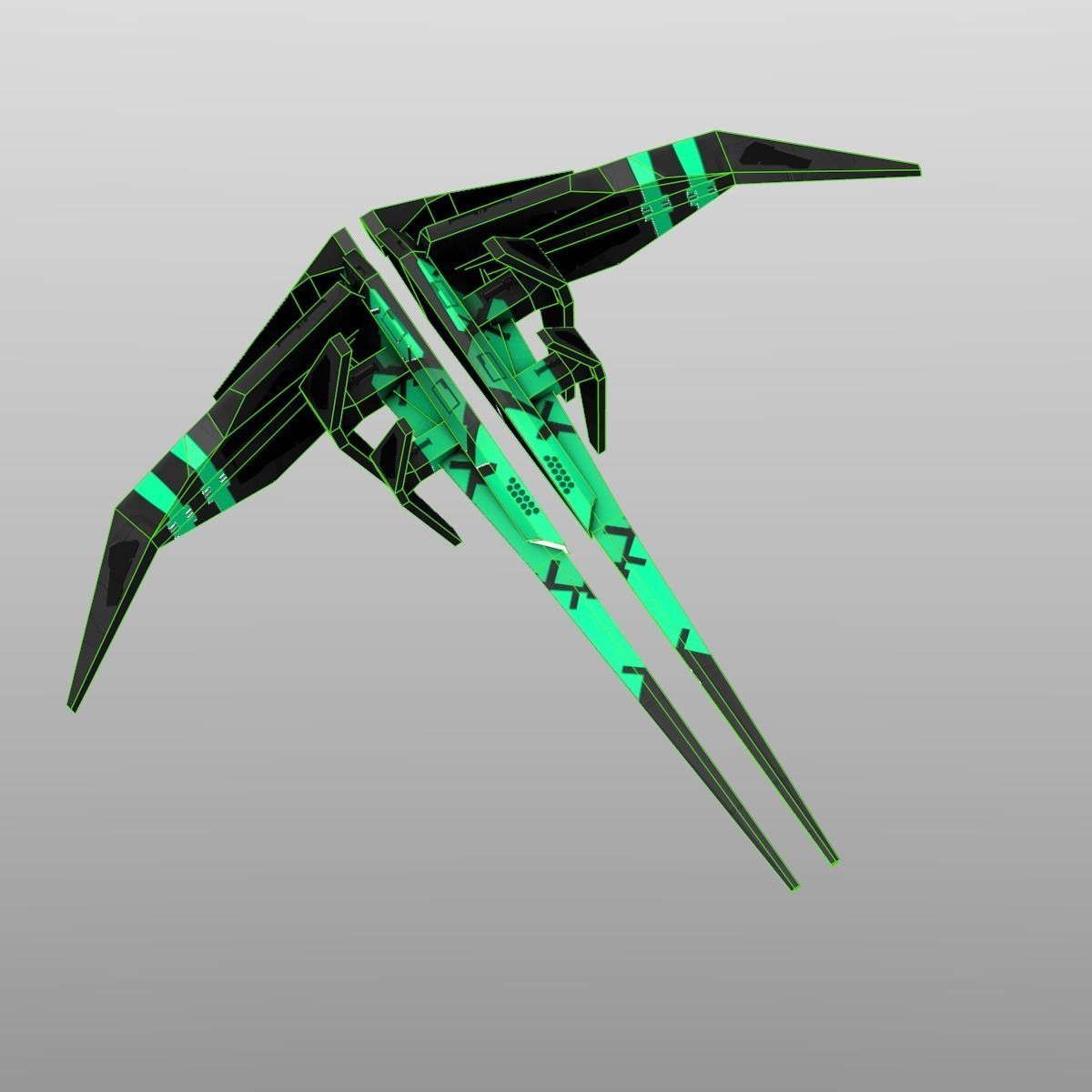 Alien Spaceship Set Low-poly 3D model_31