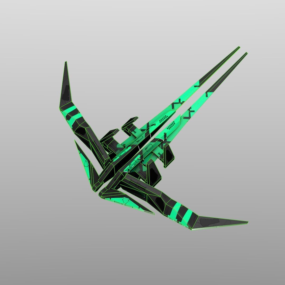 Alien Spaceship Set Low-poly 3D model_24