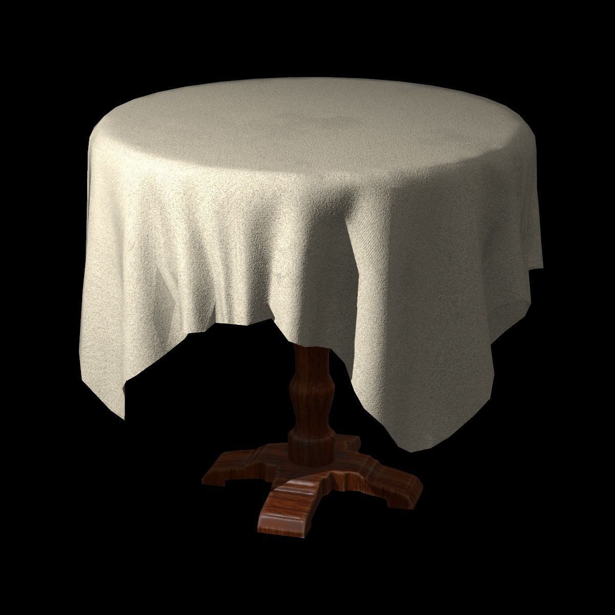 Round Table with table cloth Low-poly 3D model_6