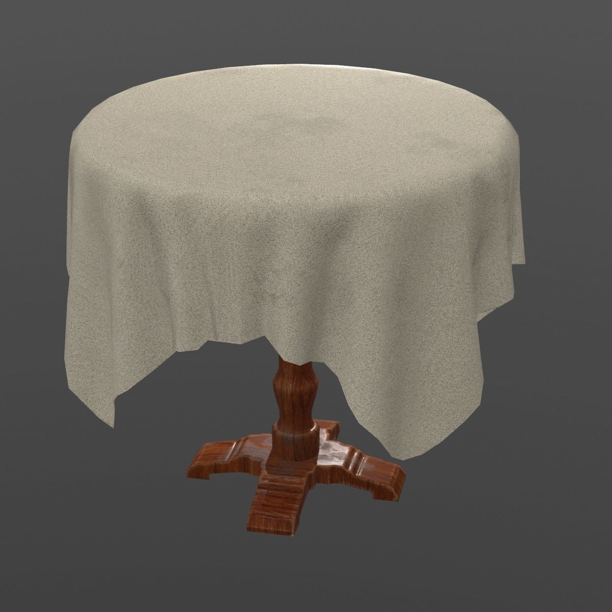 Round Table with table cloth Low-poly 3D model_8