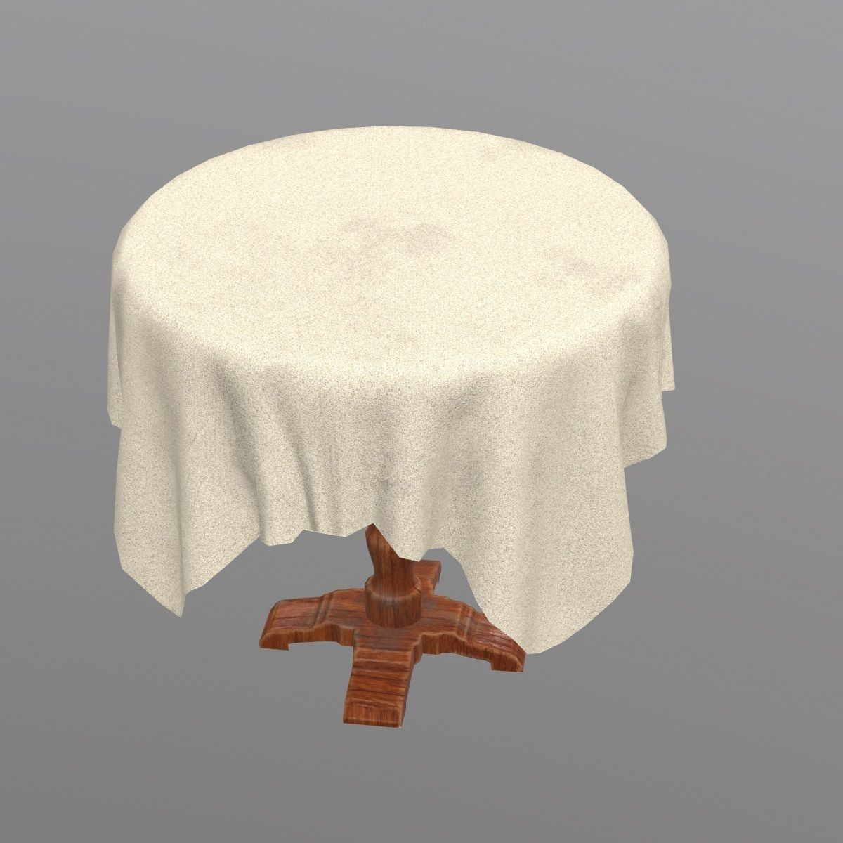Round Table with table cloth Low-poly 3D model_1