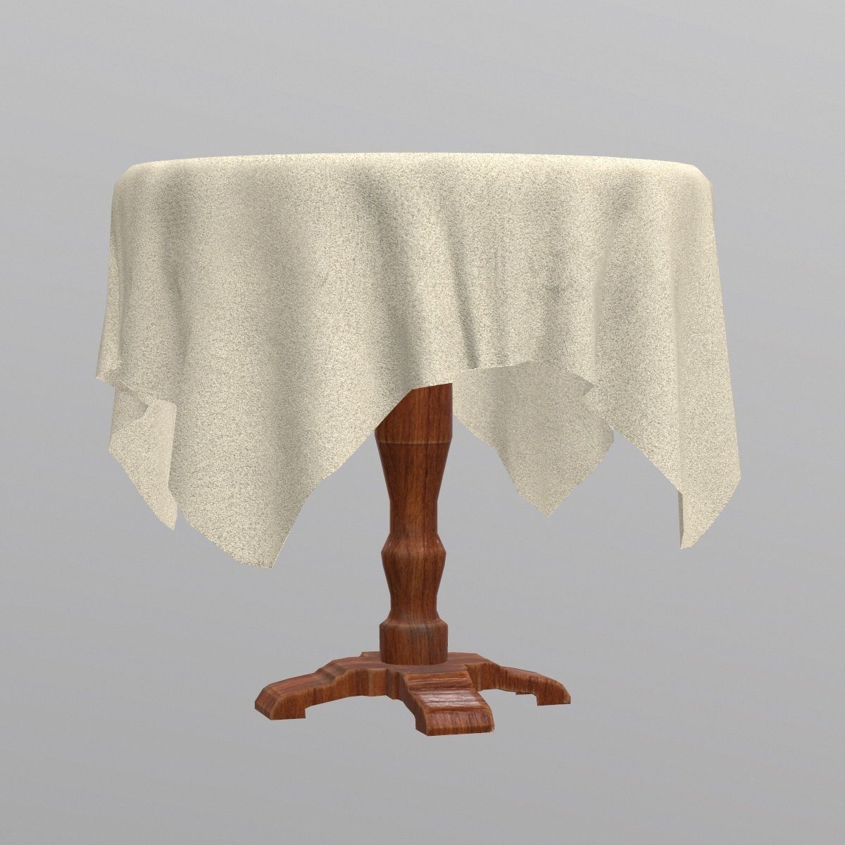 Round Table with table cloth Low-poly 3D model_2