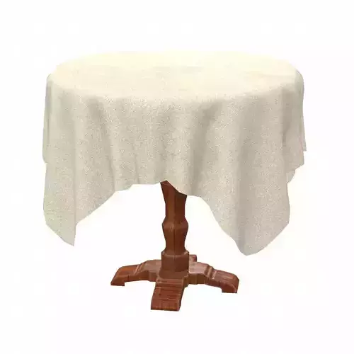Round Table with table cloth Low-poly 3D model Round Table with table cloth Low-poly 3D model
