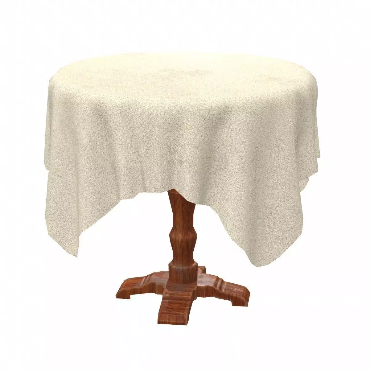 Round Table with table cloth Low-poly 3D model_0