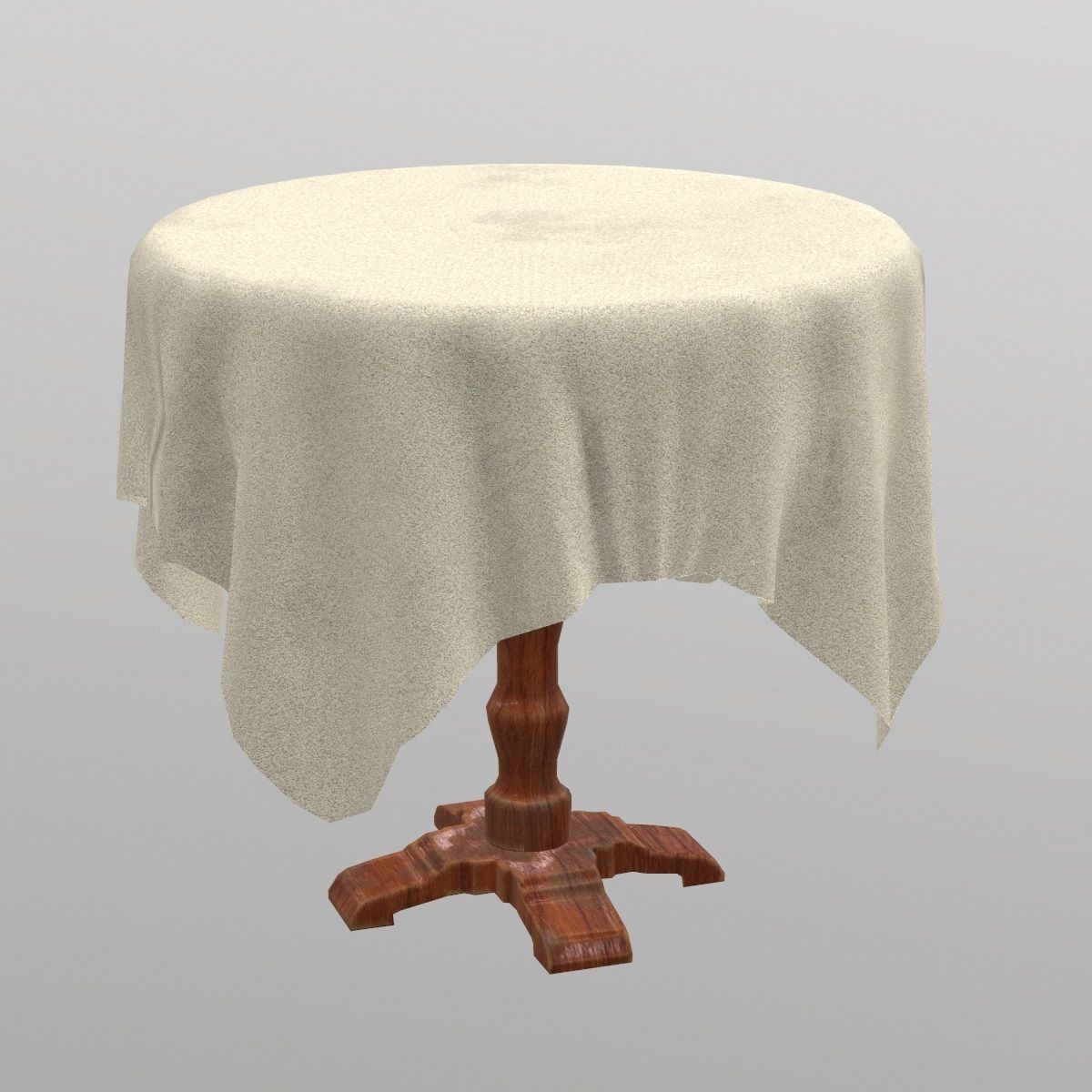 Round Table with table cloth Low-poly 3D model_3
