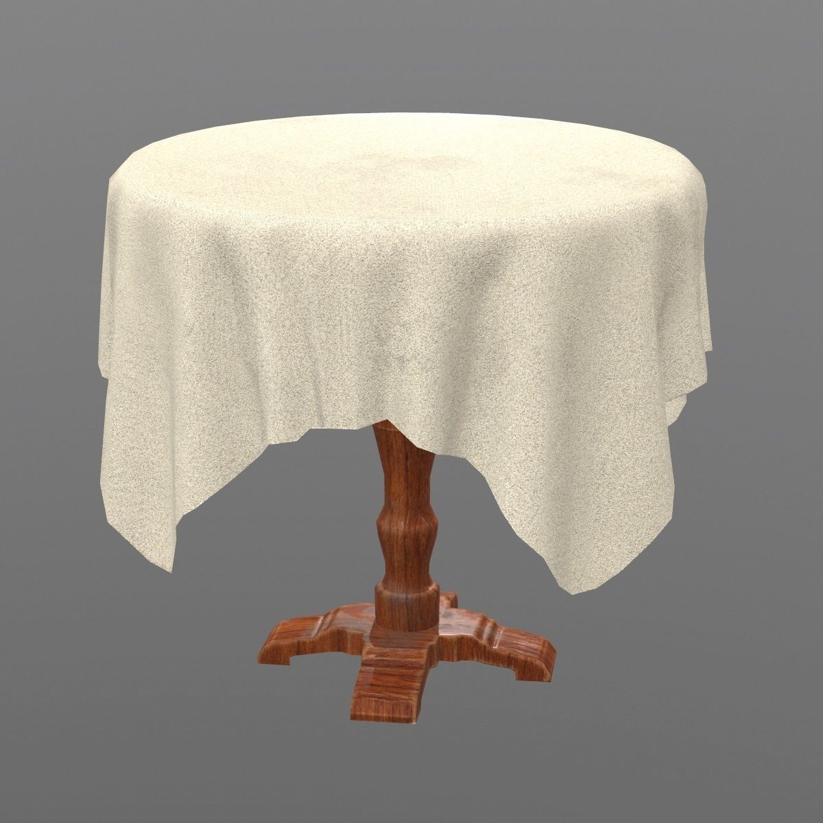 Round Table with table cloth Low-poly 3D model_5