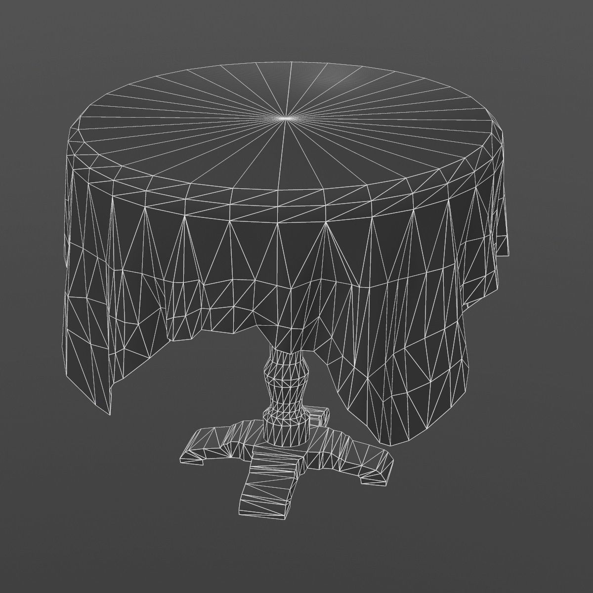 Round Table with table cloth Low-poly 3D model_9